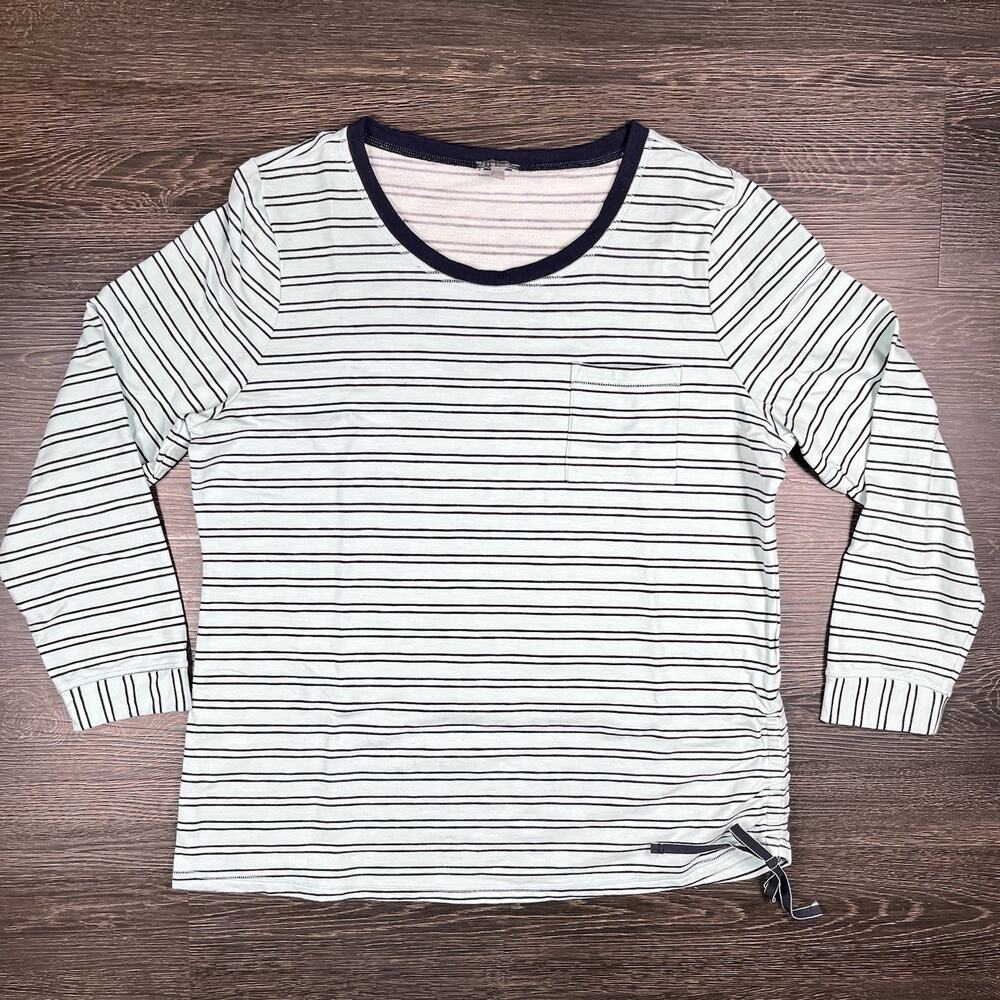 T By Talbots Womens XL Striped Long Sleeve Nautical Casual Terry‎ Cotton